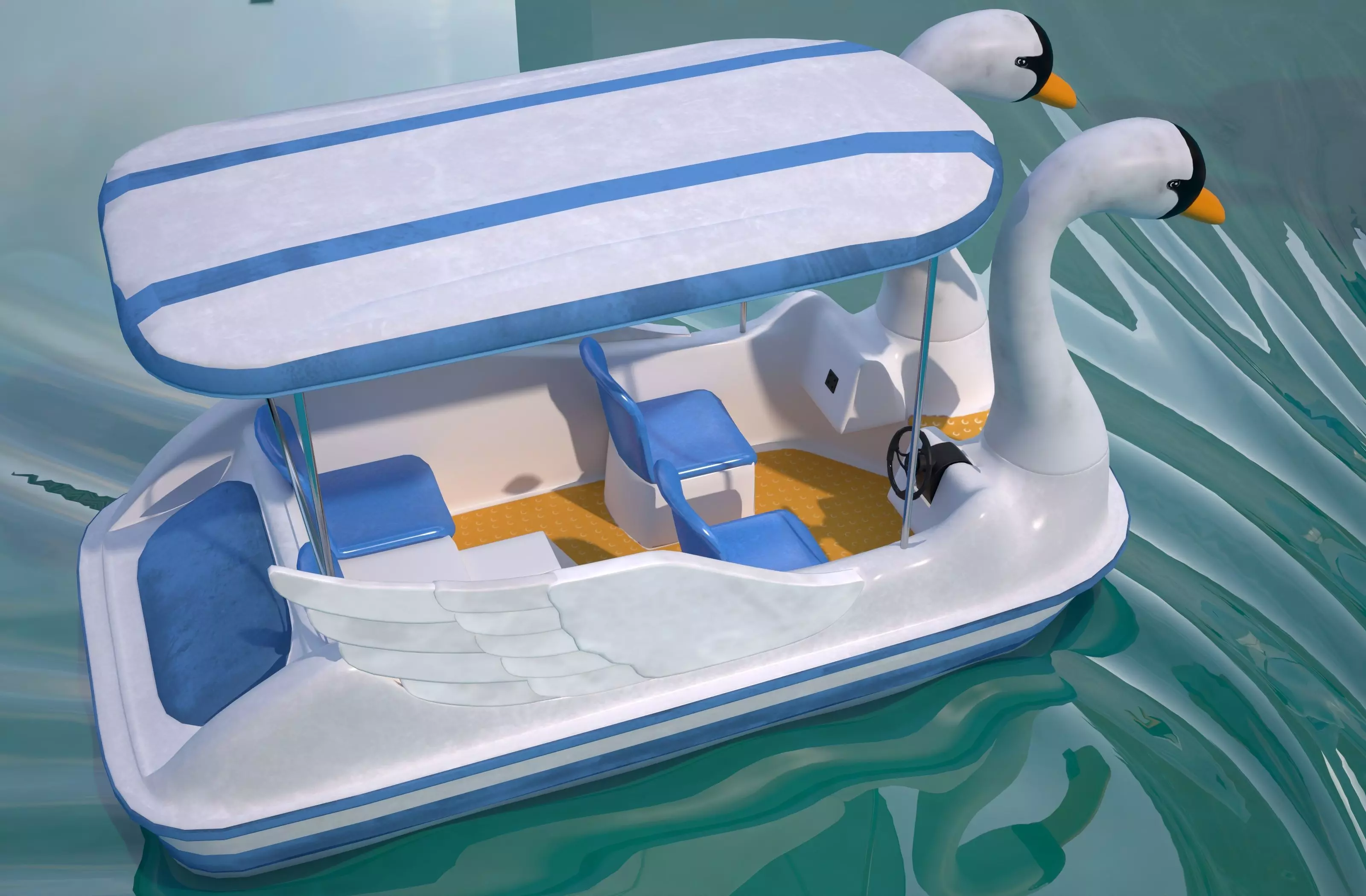 Pedal boat - Swan Low-poly 3D model_9