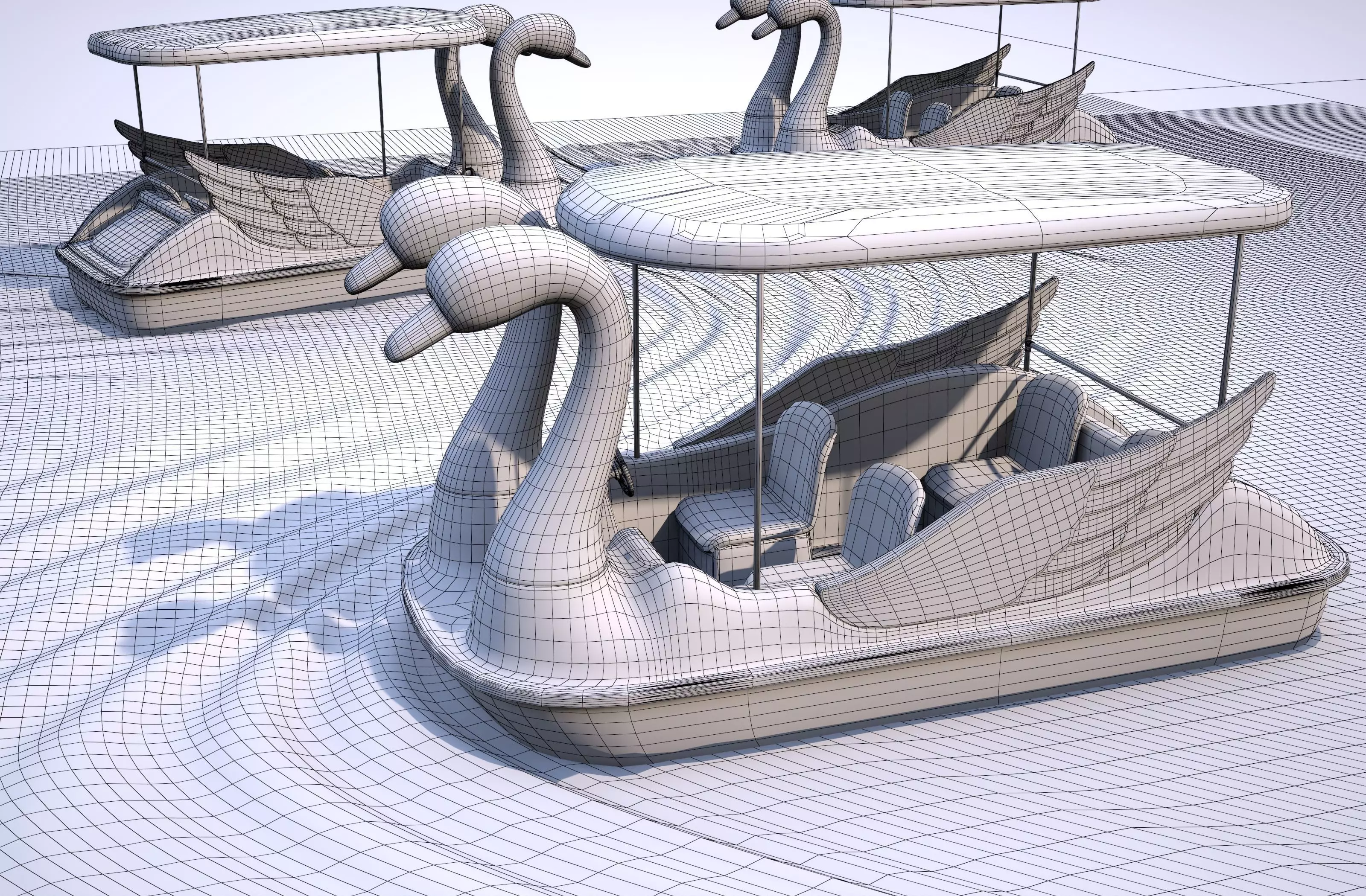 Pedal boat - Swan Low-poly 3D model_12