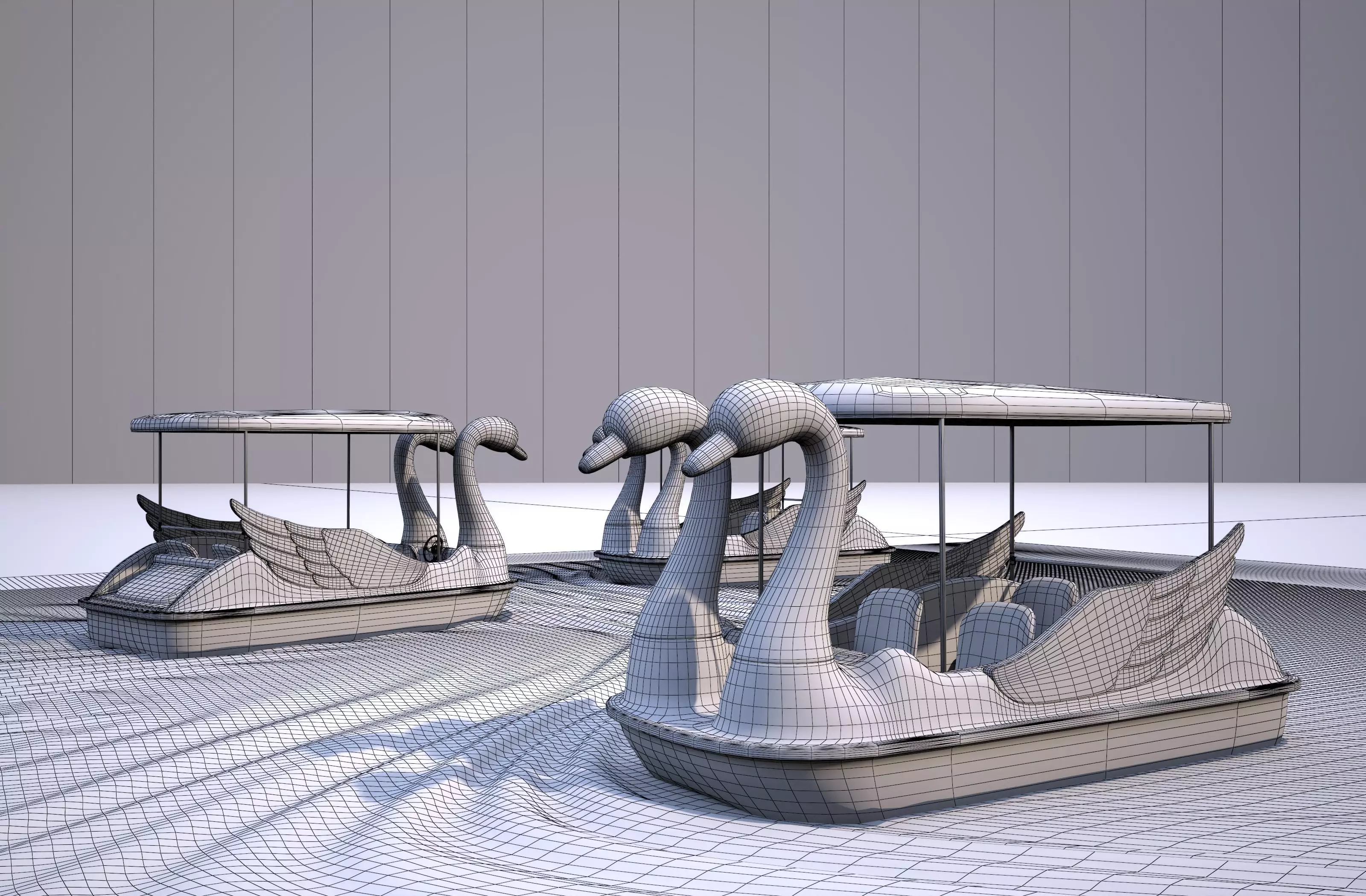 Pedal boat - Swan Low-poly 3D model_11