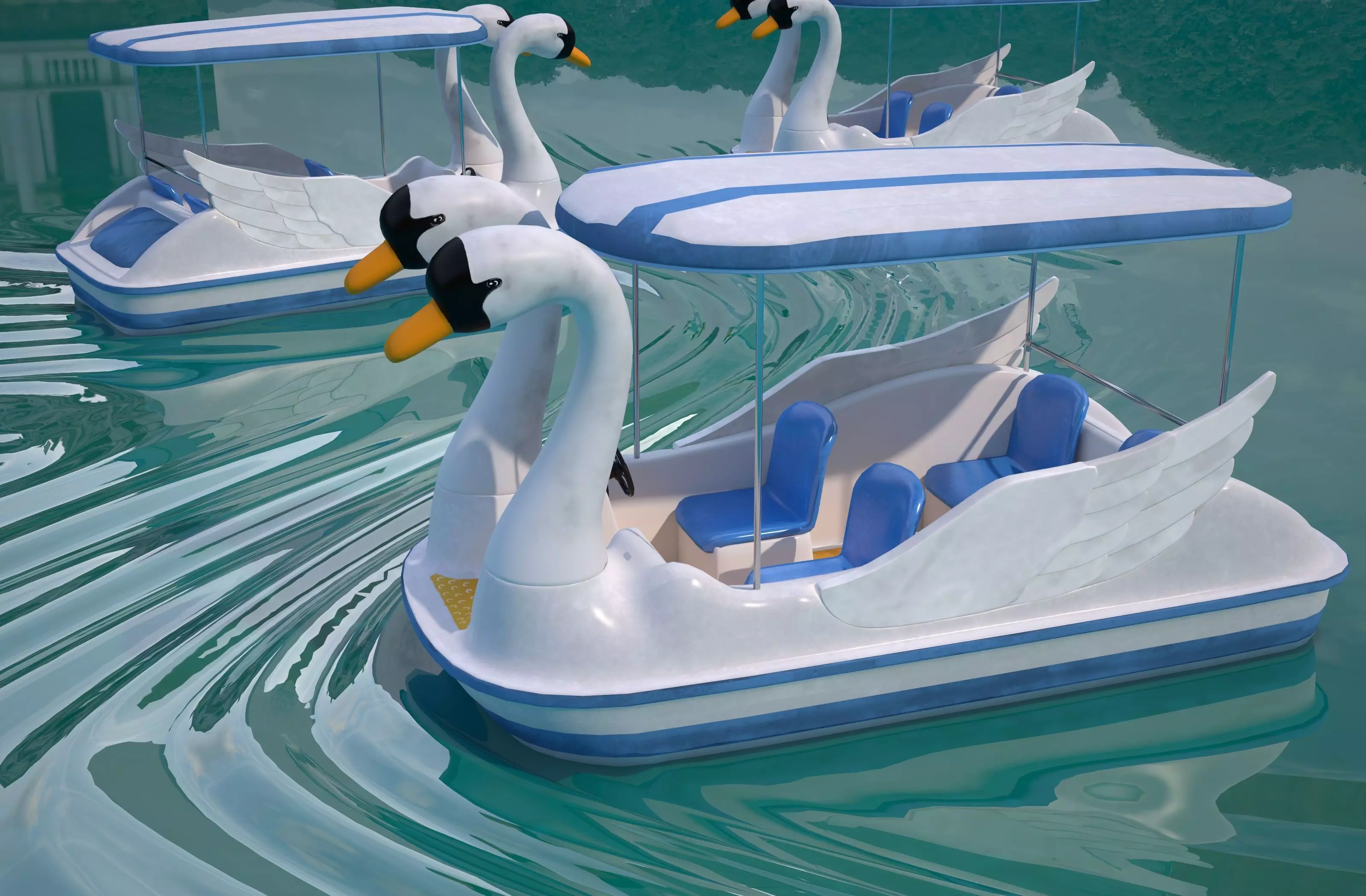 Pedal boat - Swan Low-poly 3D model_5