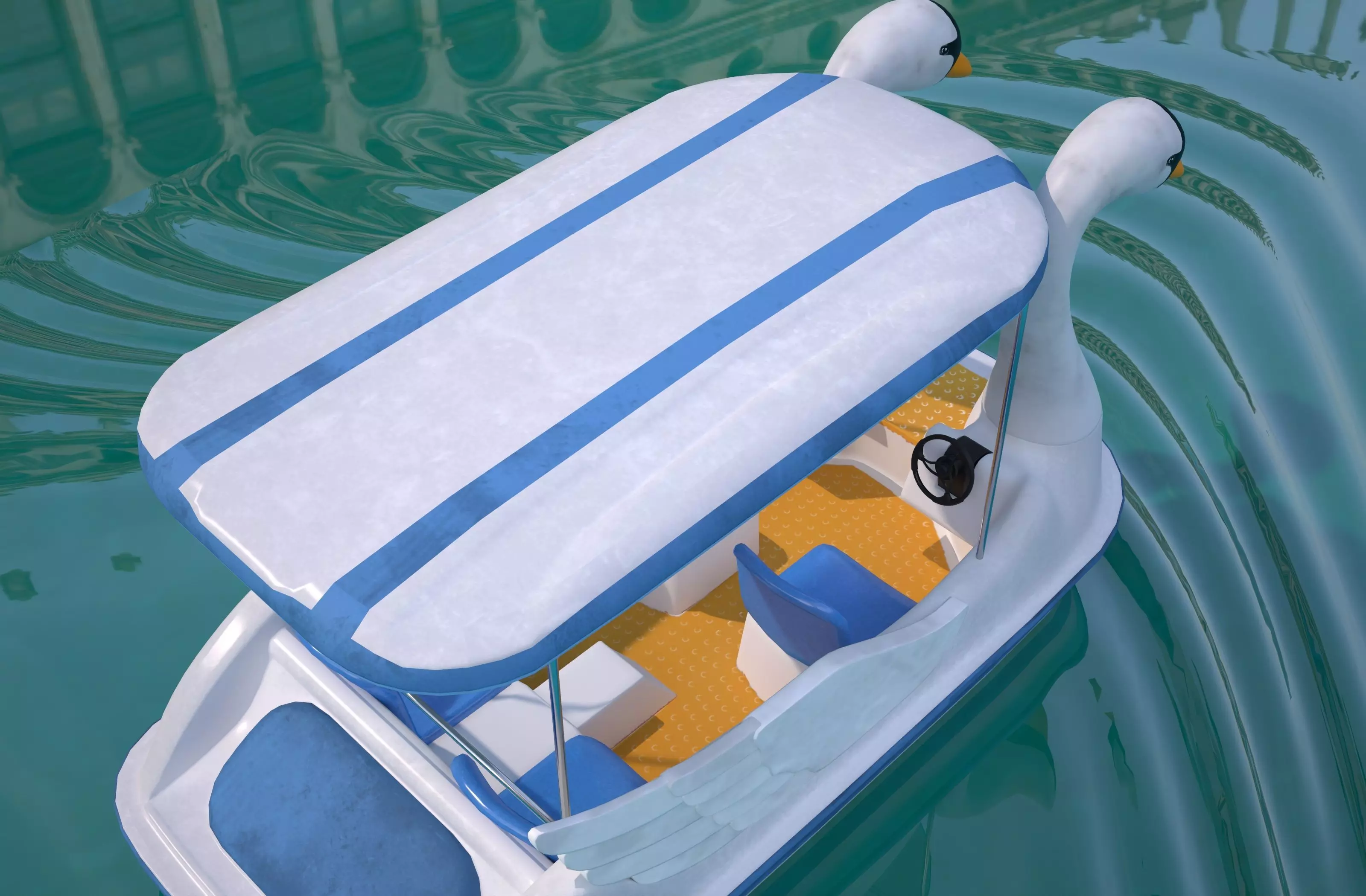 Pedal boat - Swan Low-poly 3D model_7