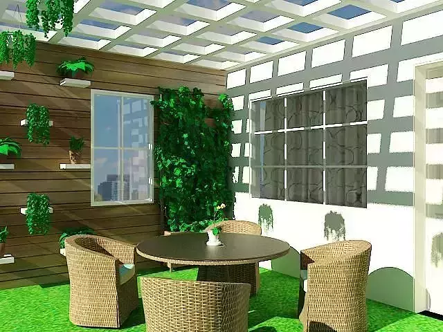 Rooftop Garden Oasis with Botancial Scene