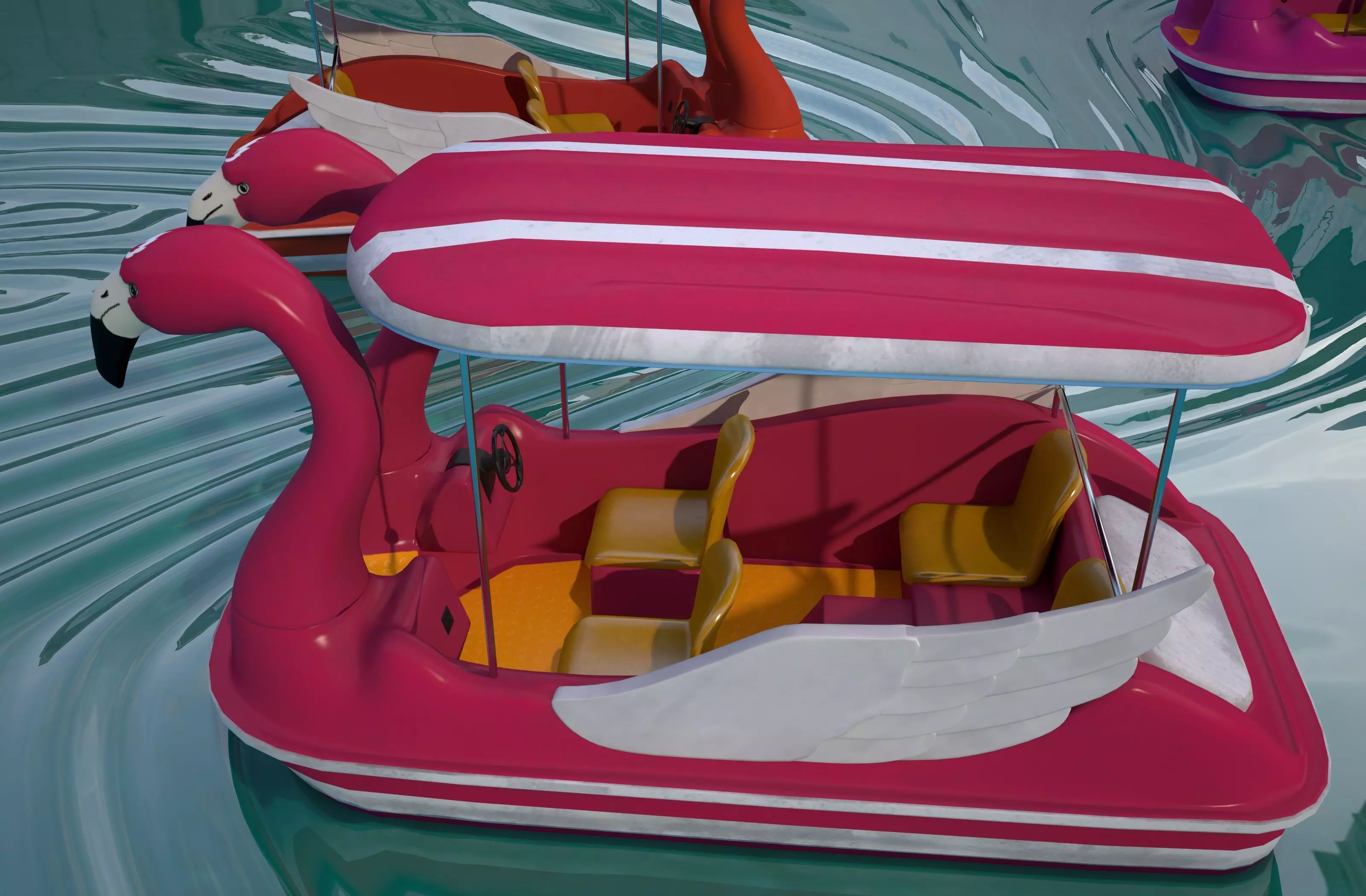 Pedal boat - flamingo Low-poly 3D model_6