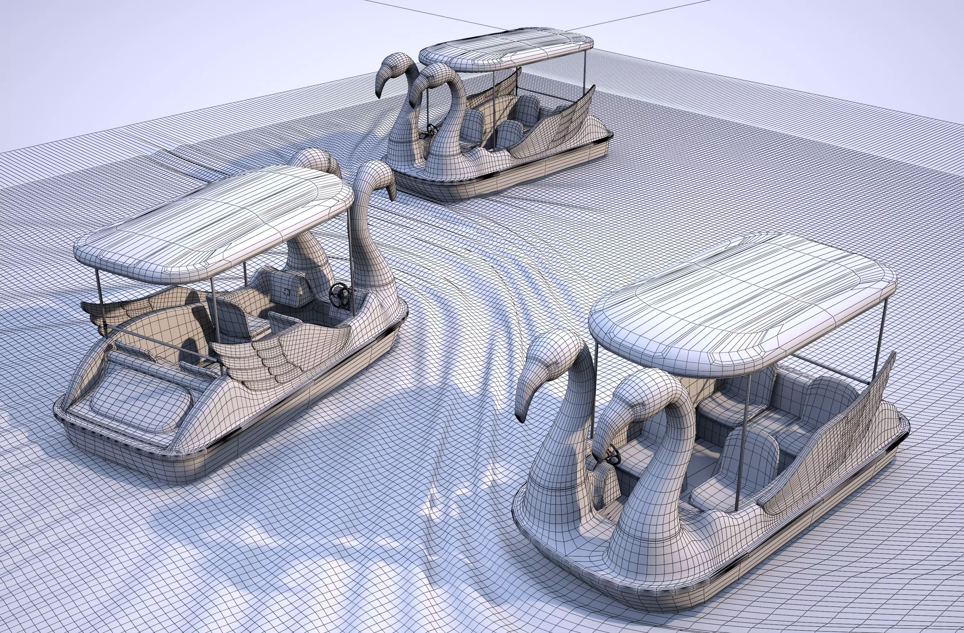 Pedal boat - flamingo Low-poly 3D model_22