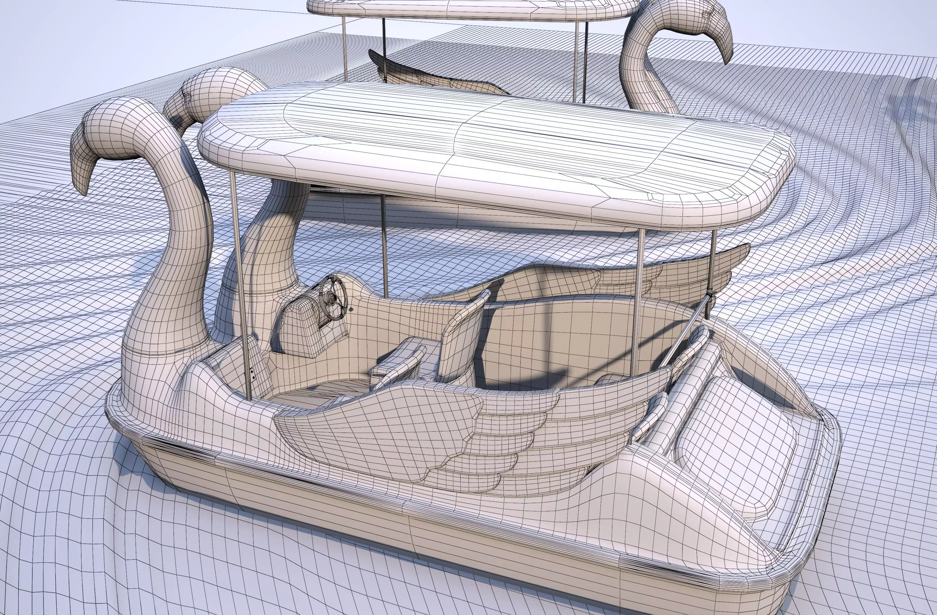 Pedal boat - flamingo Low-poly 3D model_16