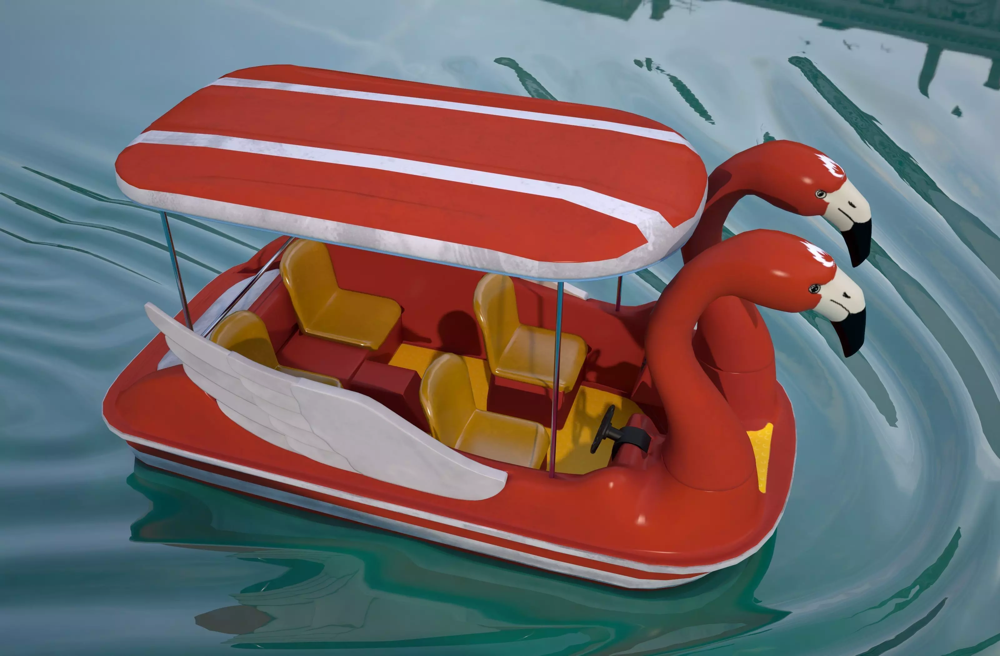 Pedal boat - flamingo Low-poly 3D model_2