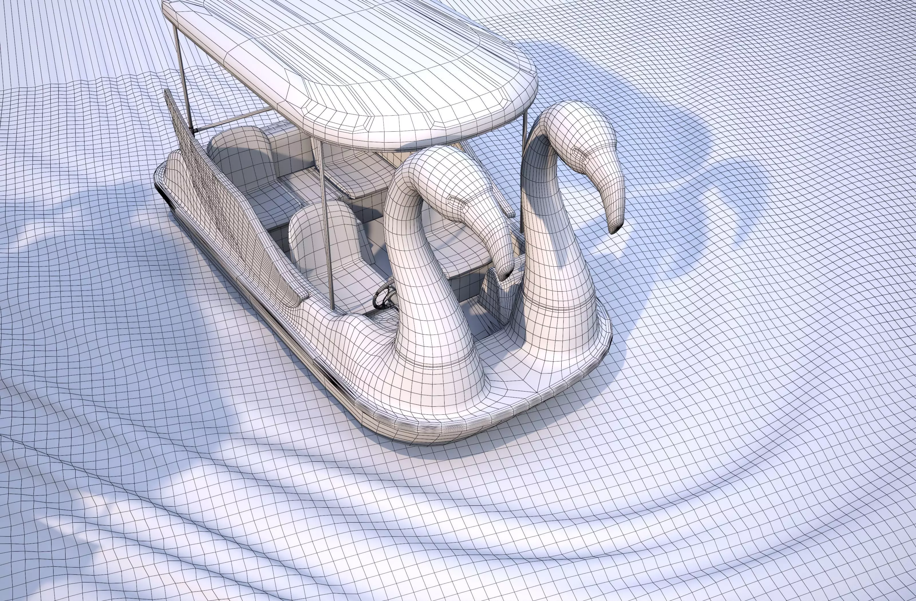 Pedal boat - flamingo Low-poly 3D model_17