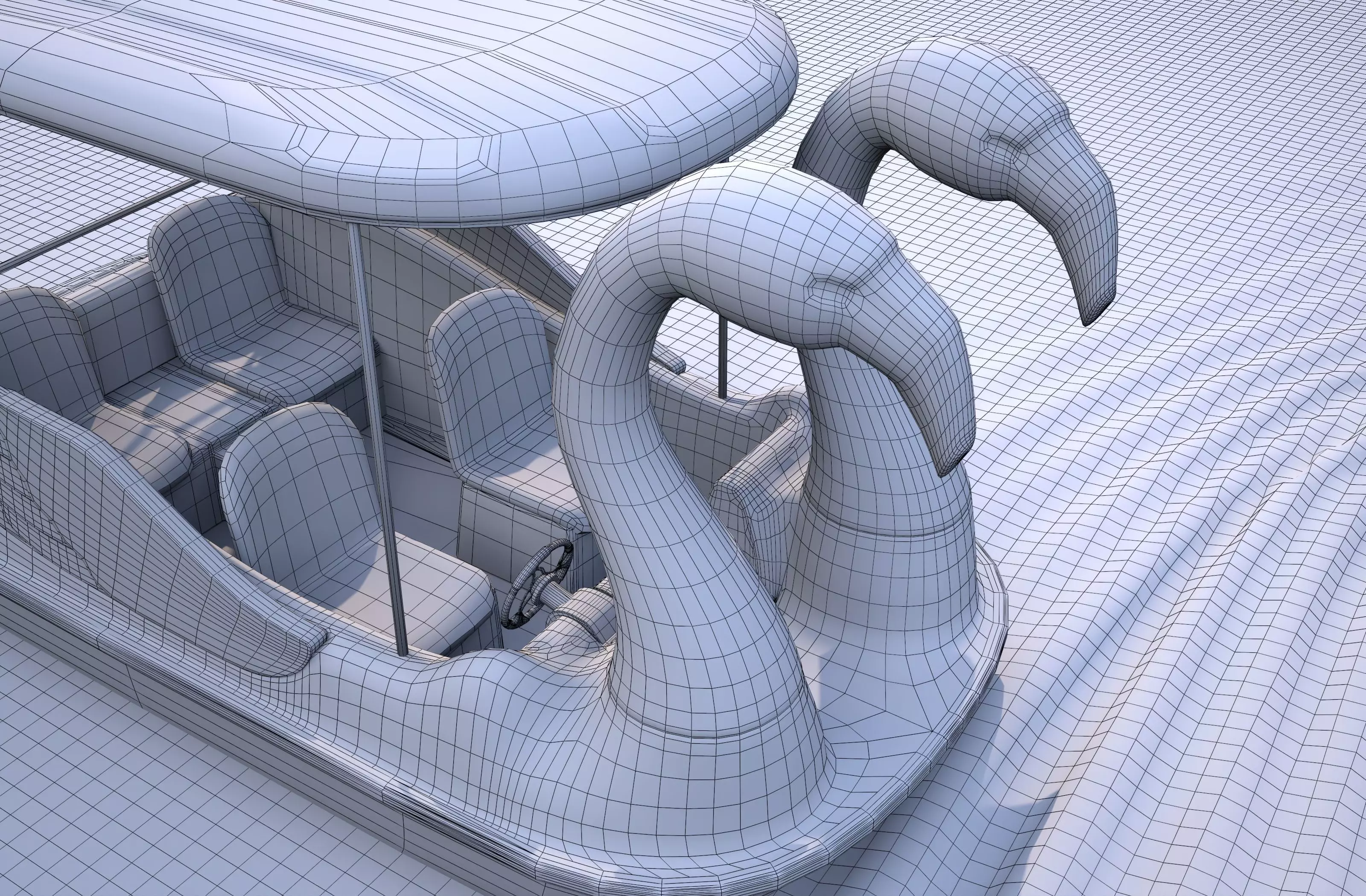 Pedal boat - flamingo Low-poly 3D model_13