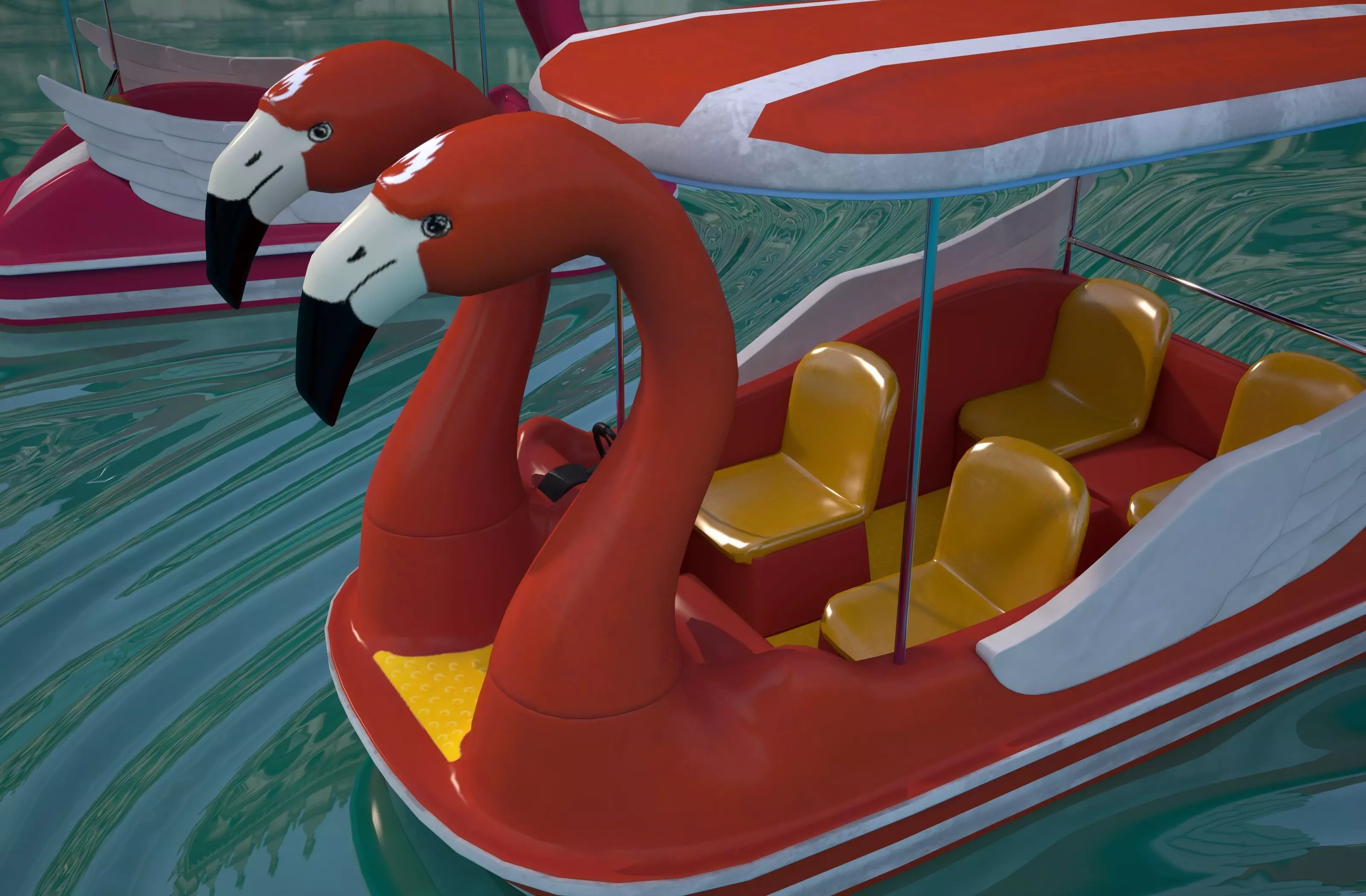 Pedal boat - flamingo Low-poly 3D model_7
