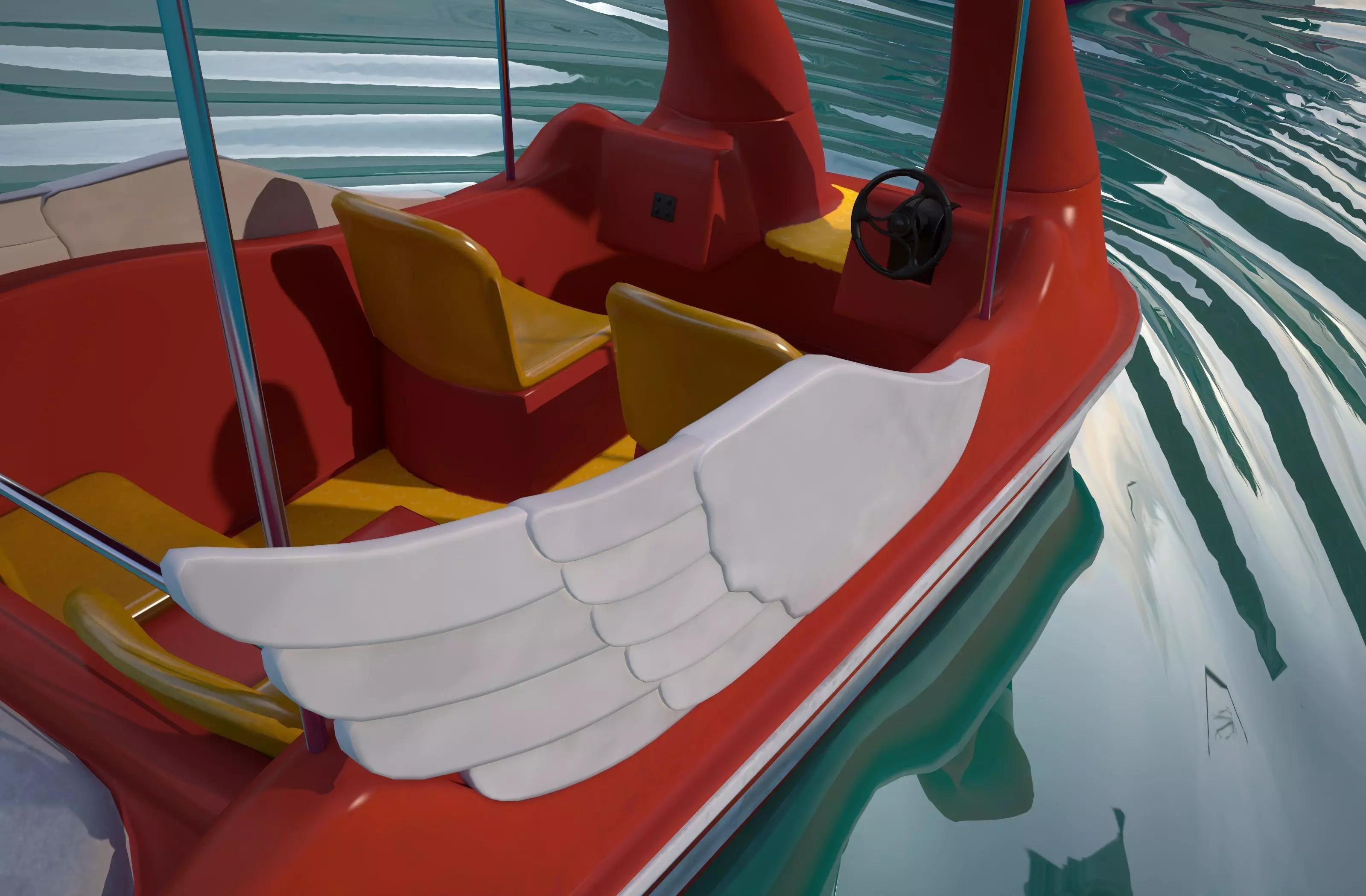 Pedal boat - flamingo Low-poly 3D model_9