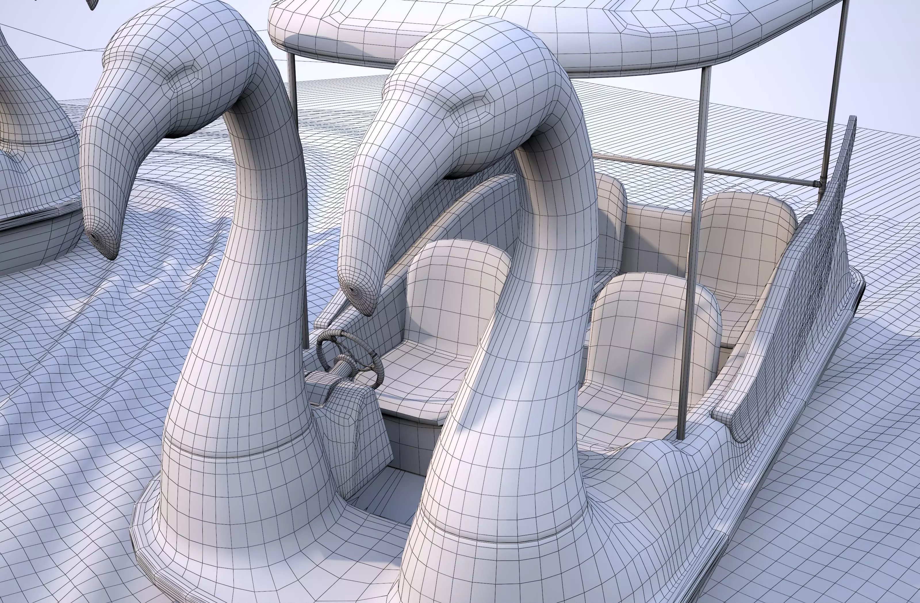 Pedal boat - flamingo Low-poly 3D model_14