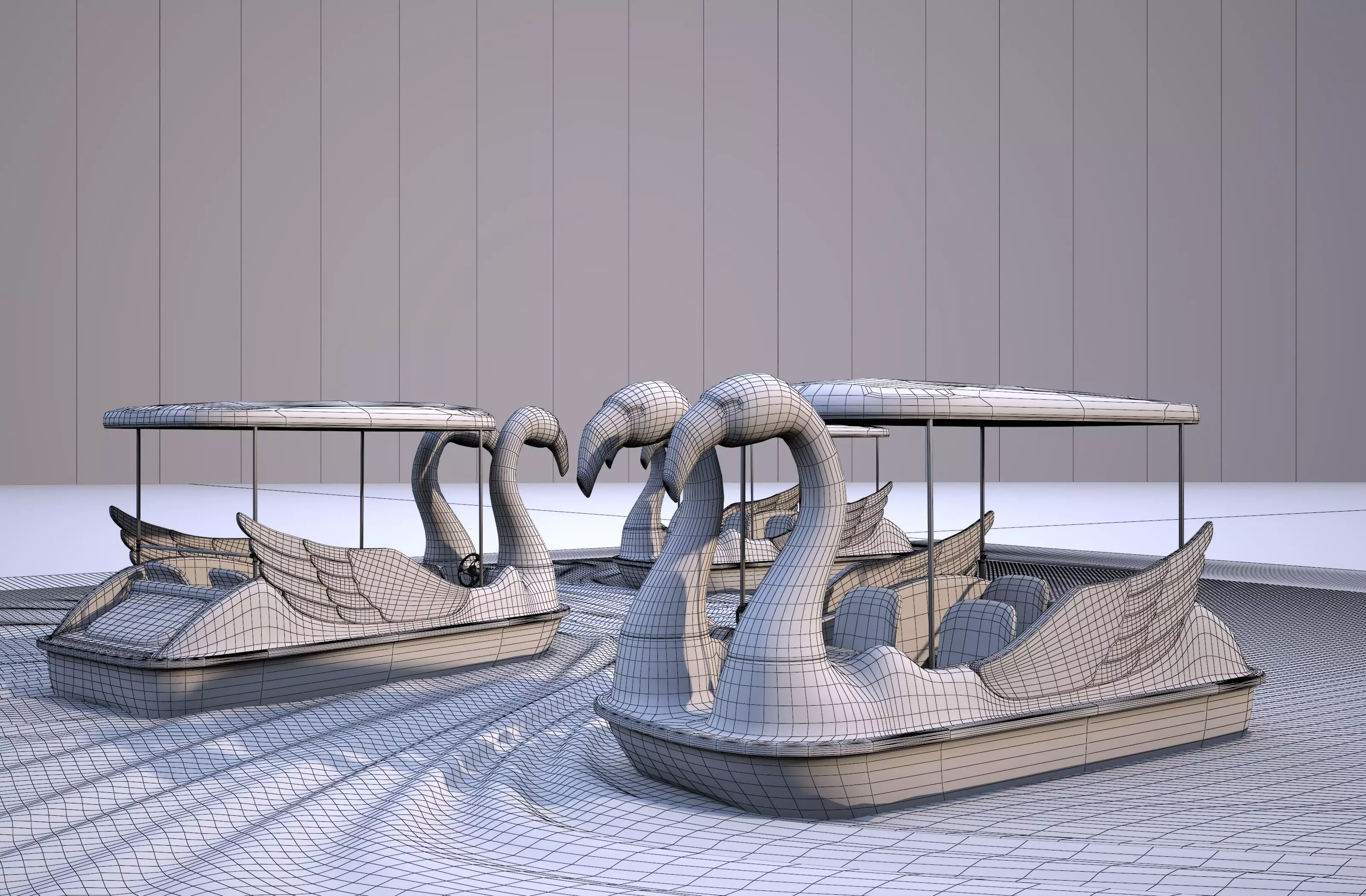 Pedal boat - flamingo Low-poly 3D model_10