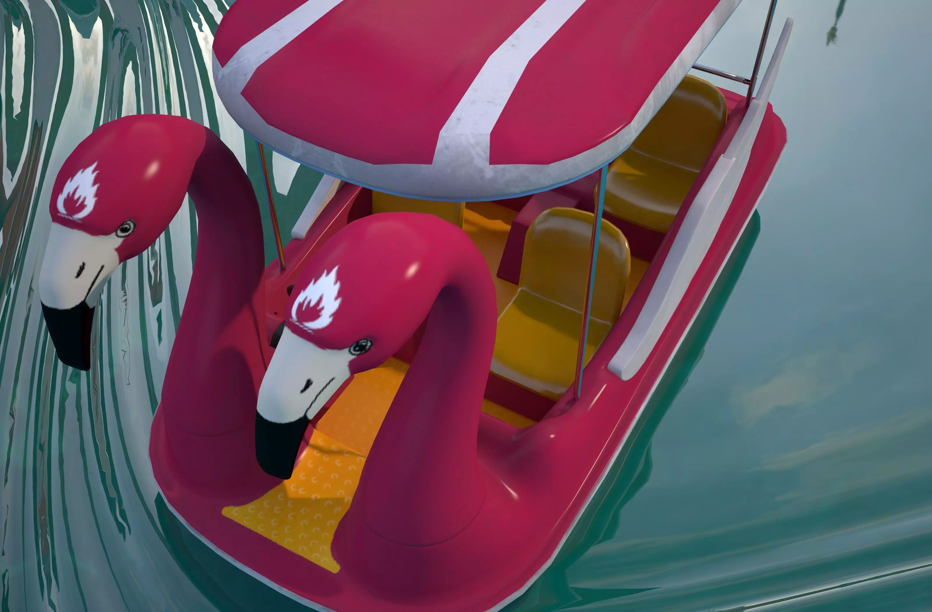 Pedal boat - flamingo Low-poly 3D model_5