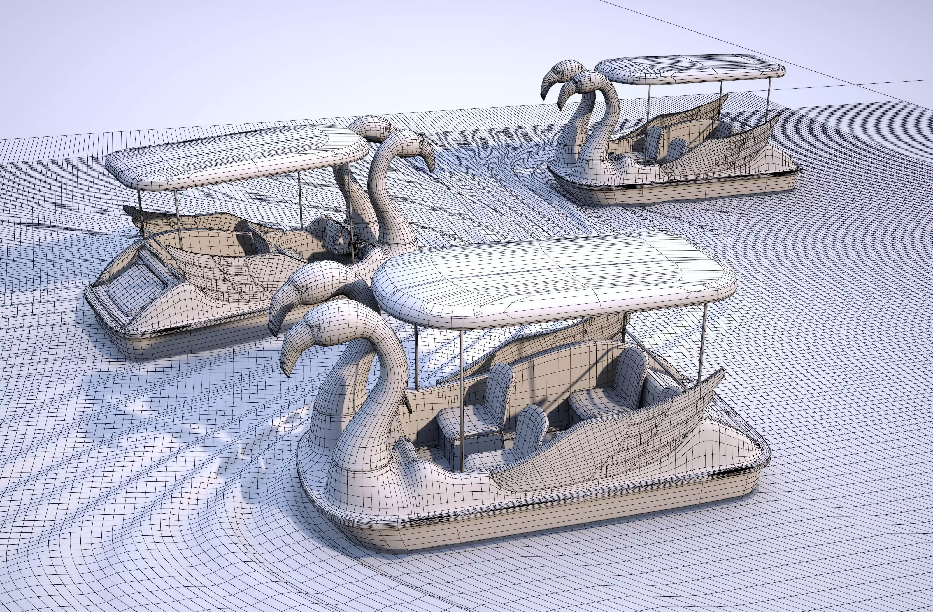 Pedal boat - flamingo Low-poly 3D model_21