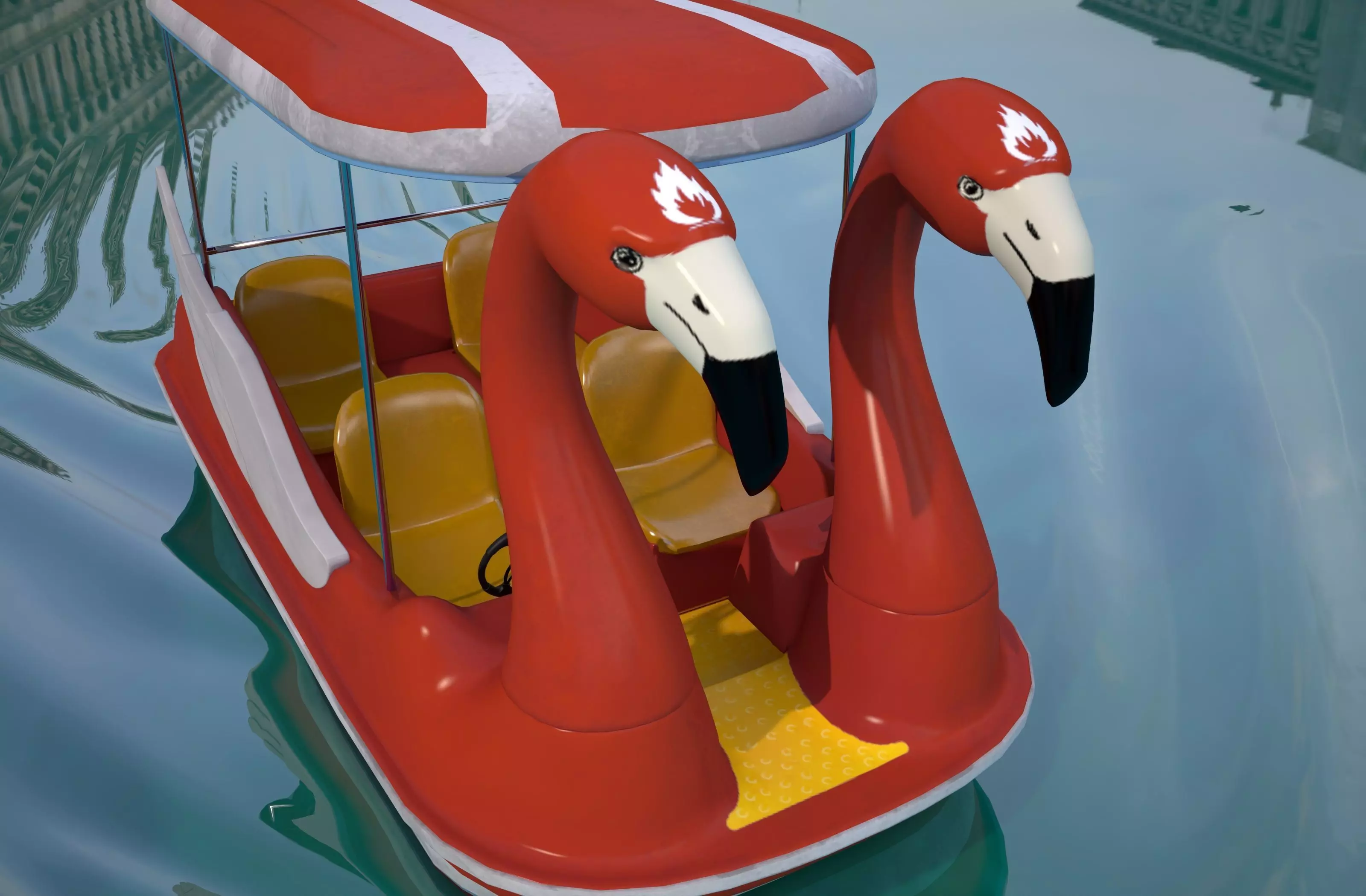 Pedal boat - flamingo Low-poly 3D model_4