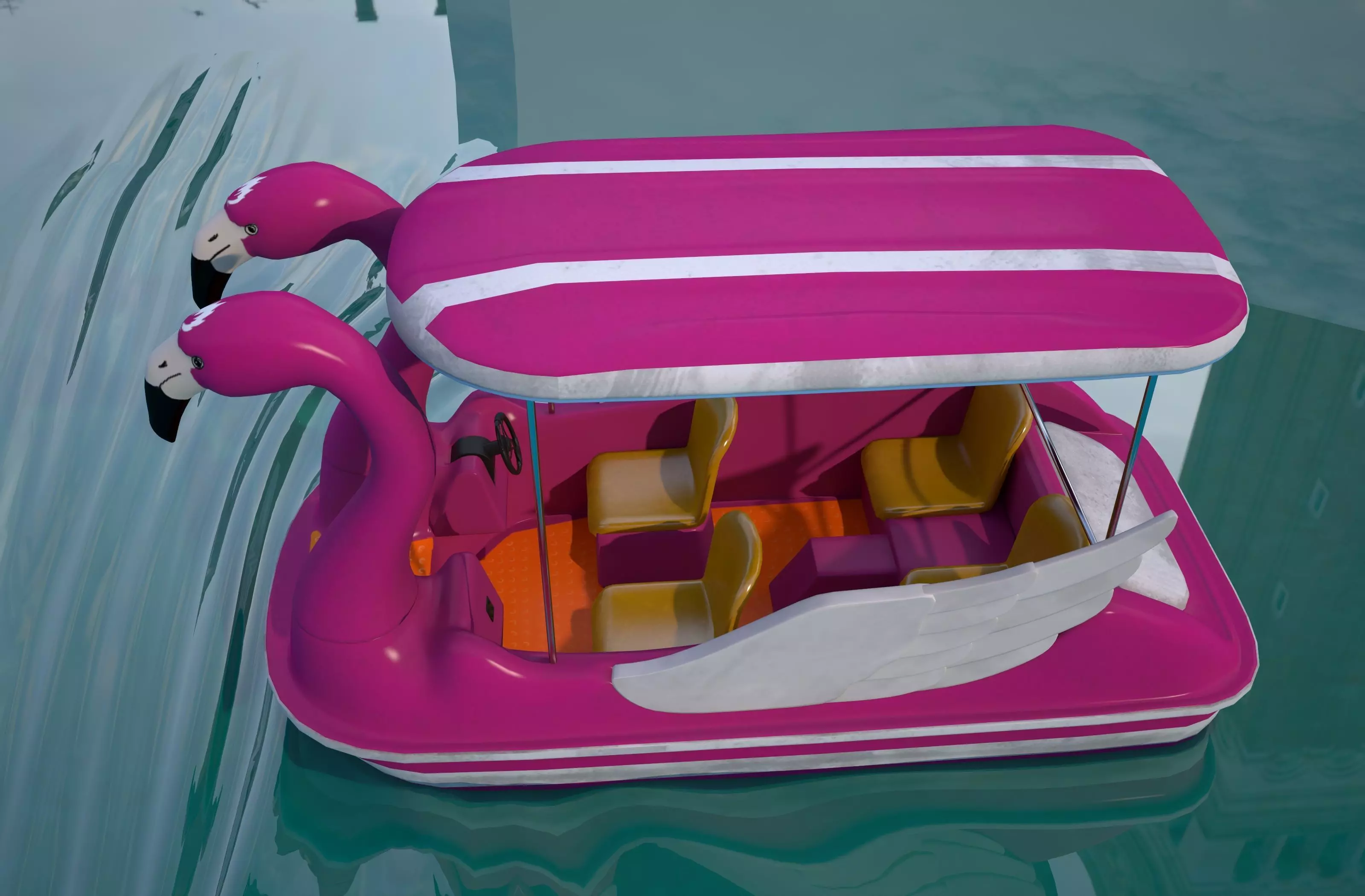 Pedal boat - flamingo Low-poly 3D model_3