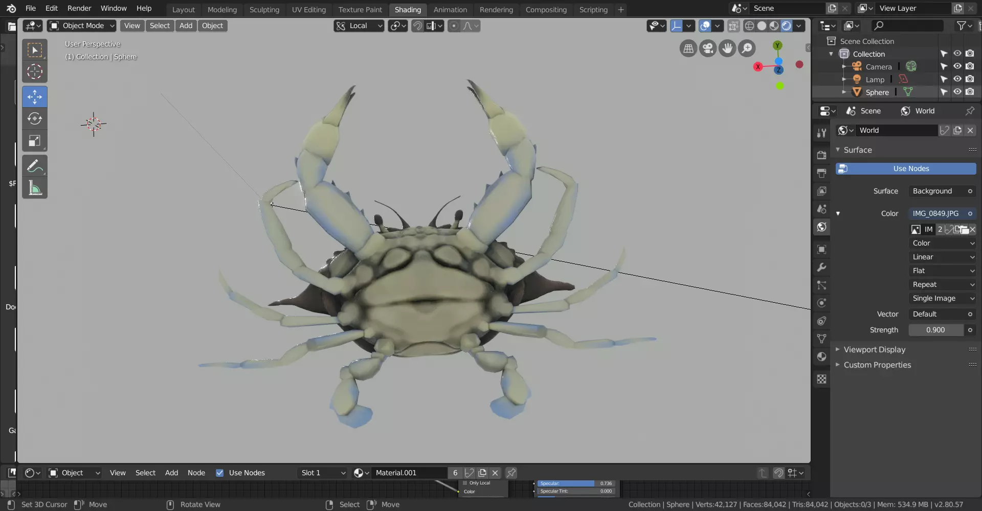 high poly blue crab Free 3D model_2