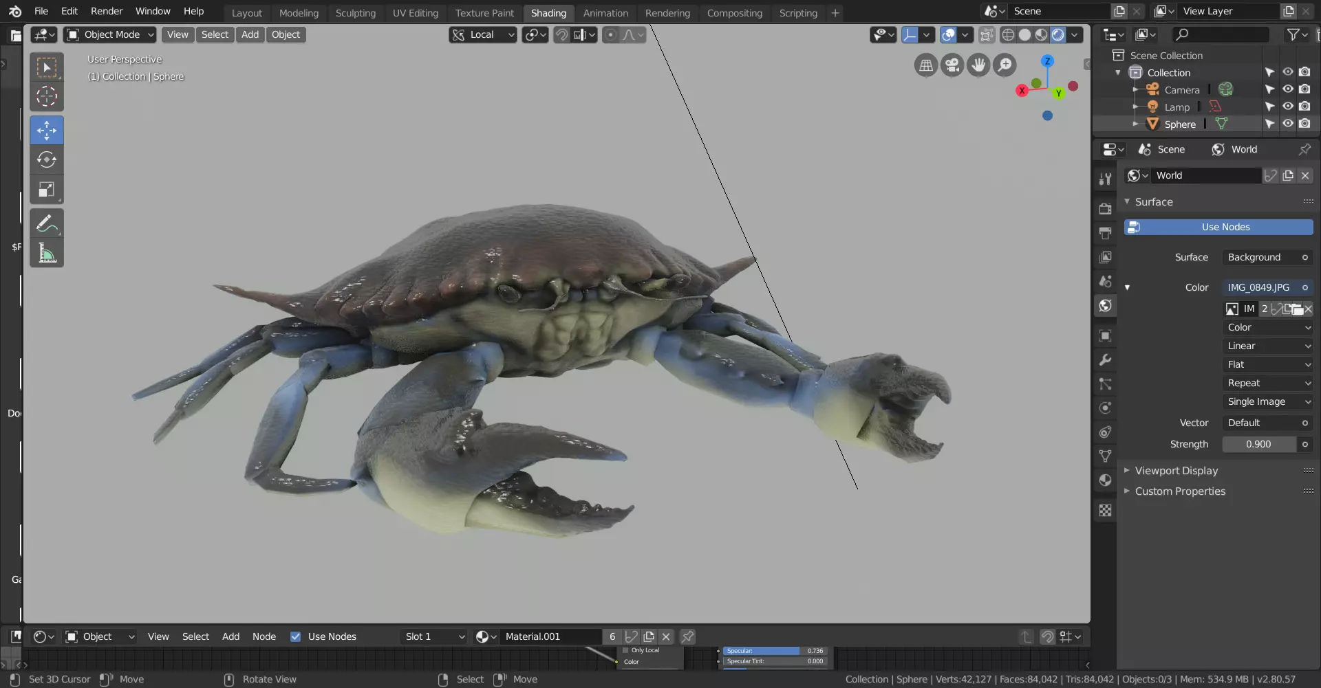 high poly blue crab Free 3D model_0
