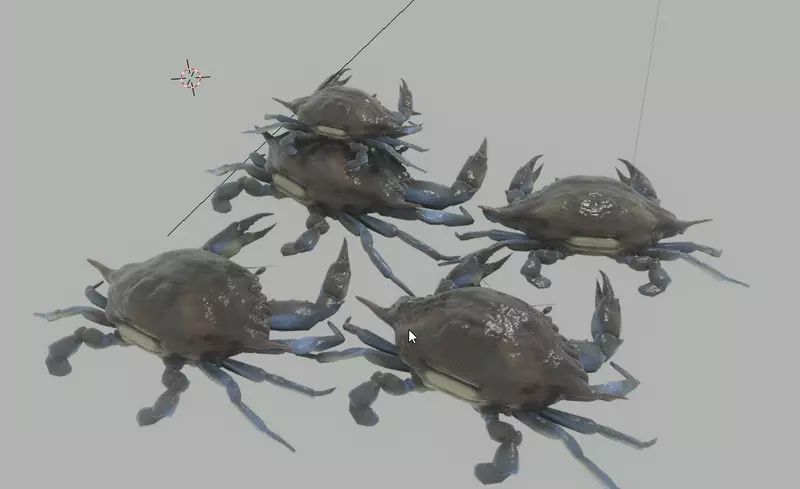 high poly blue crab Free 3D model_1