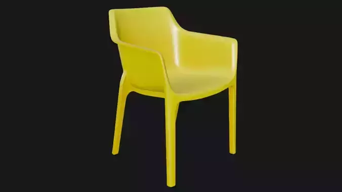 Plastic Chair Yellow 3D Model