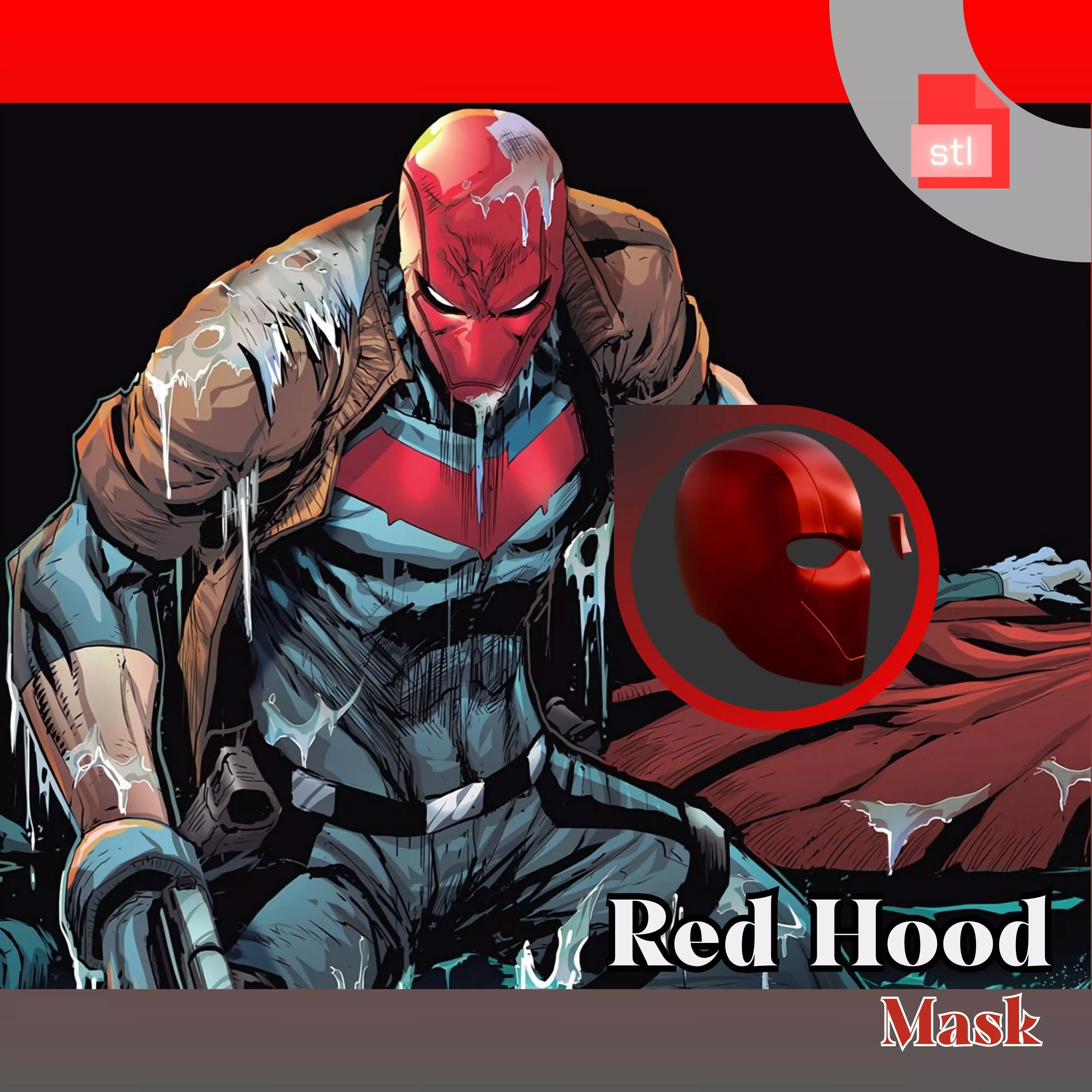Red Hood Mask 3D print model_0