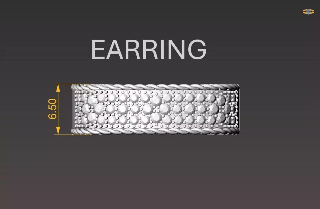 Venetian Princess ring and earrings with black - white diamonds 3D print model_10