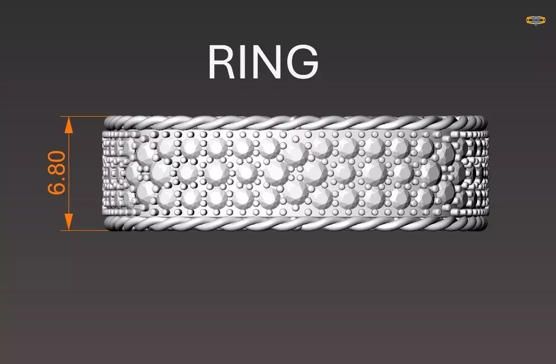 Venetian Princess ring and earrings with black - white diamonds 3D print model_12