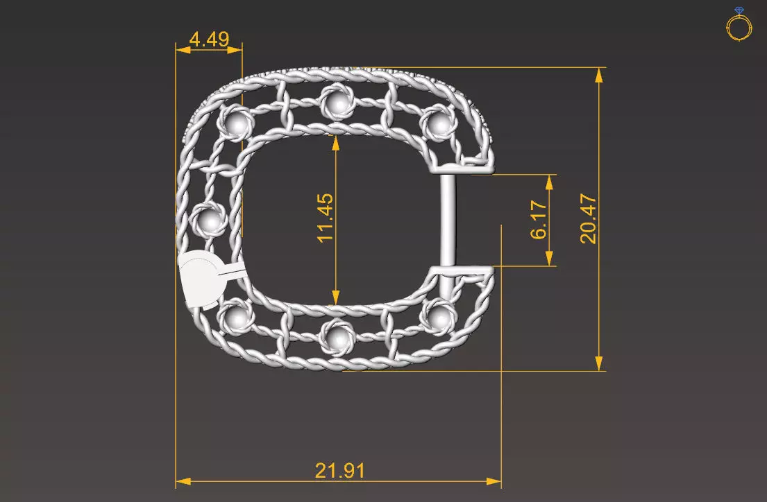 Venetian Princess ring and earrings with black - white diamonds 3D print model_9