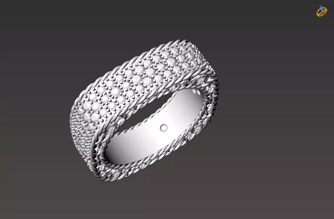 Venetian Princess ring and earrings with black - white diamonds 3D print model_14
