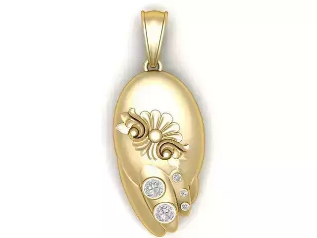 Floral Gold Pendant 3D Printable Model