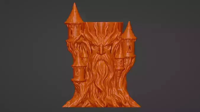 3D Printable STL Tree Wizard Castle Pencil Holder