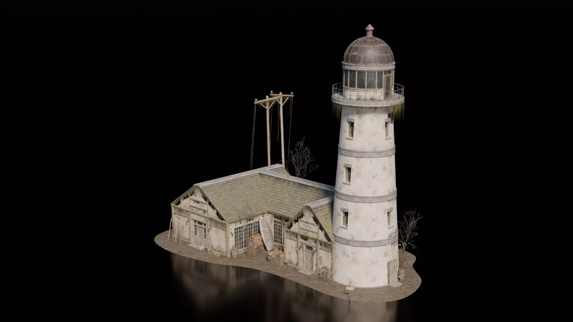 Dark Fantasy Building - Light House 3D model_1