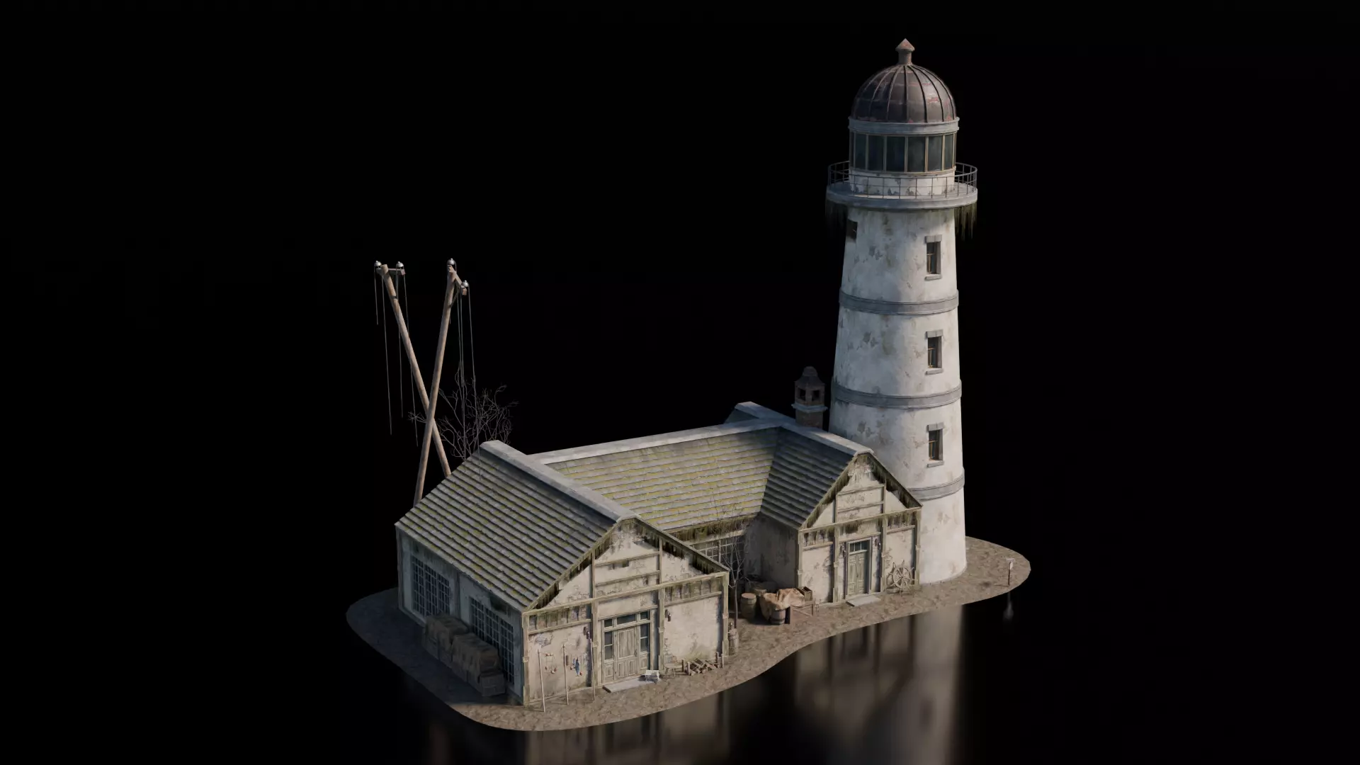 Dark Fantasy Building - Light House 3D model_0
