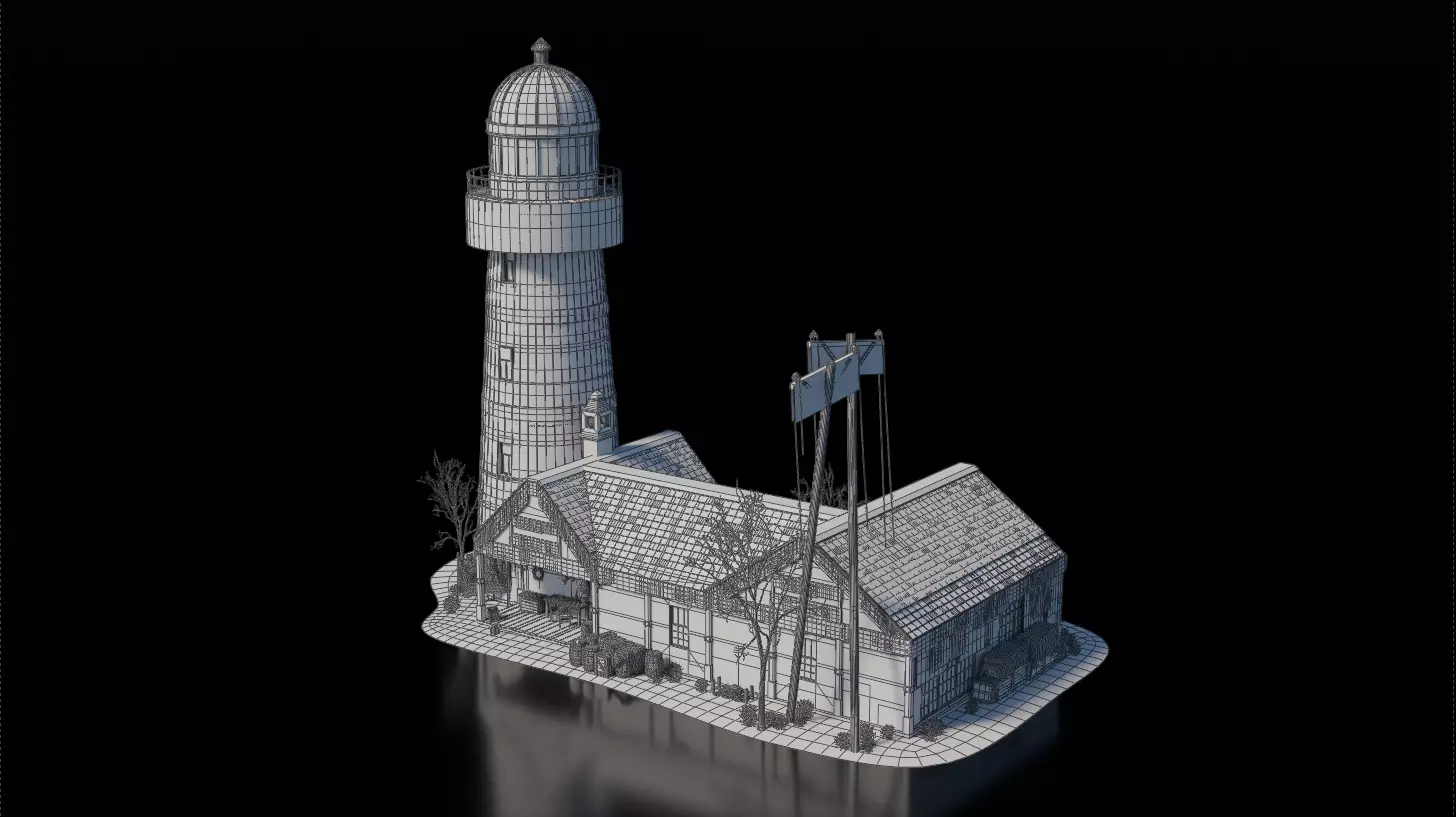 Dark Fantasy Building - Light House 3D model_8