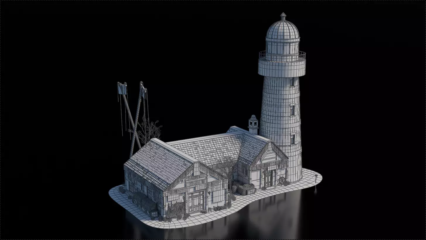Dark Fantasy Building - Light House 3D model_5