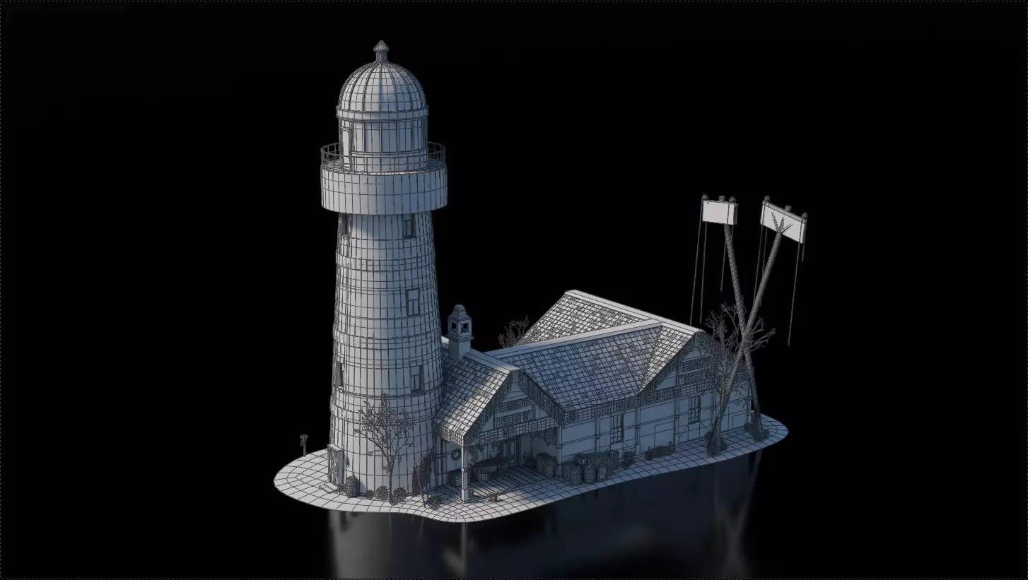 Dark Fantasy Building - Light House 3D model_7