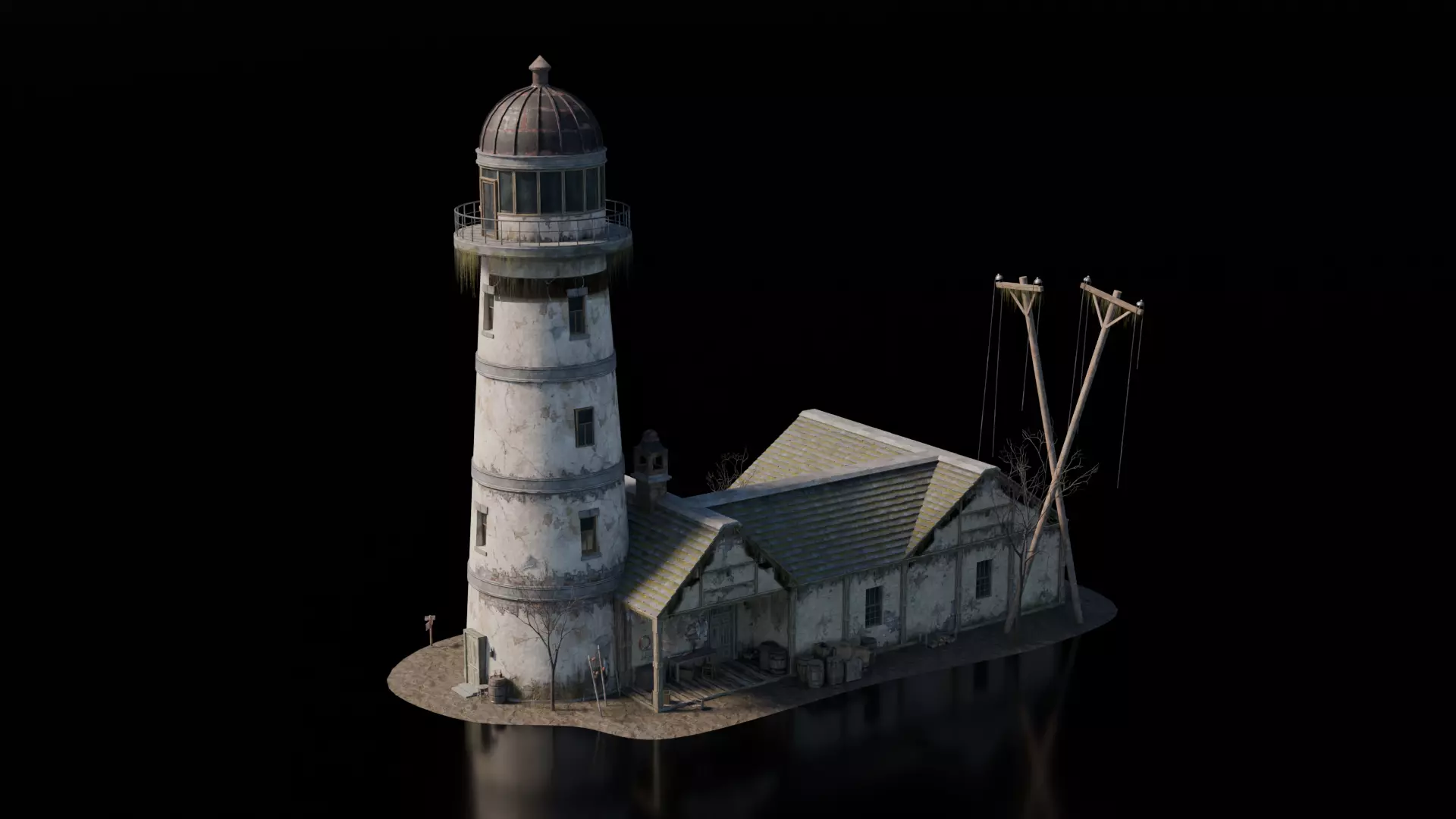 Dark Fantasy Building - Light House 3D model_2