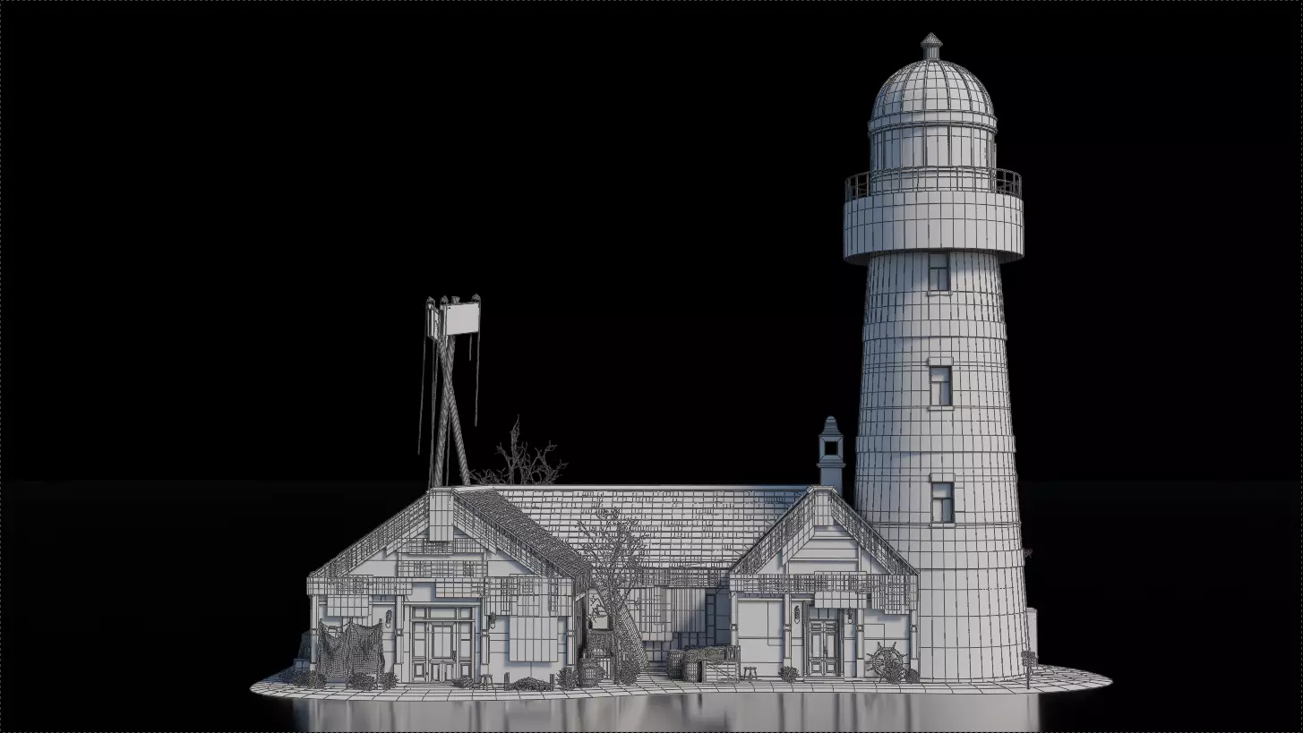 Dark Fantasy Building - Light House 3D model_9
