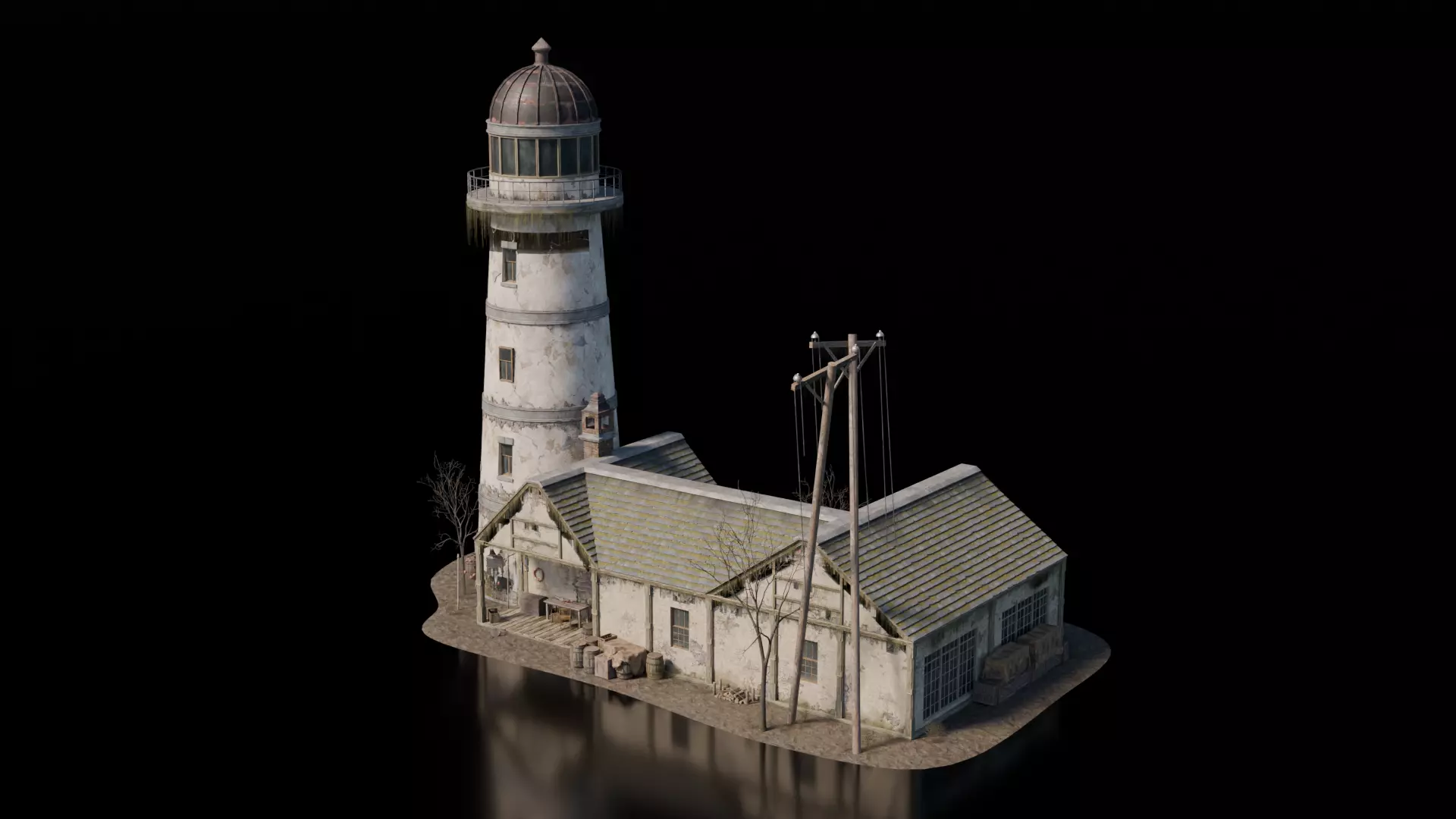 Dark Fantasy Building - Light House 3D model_3