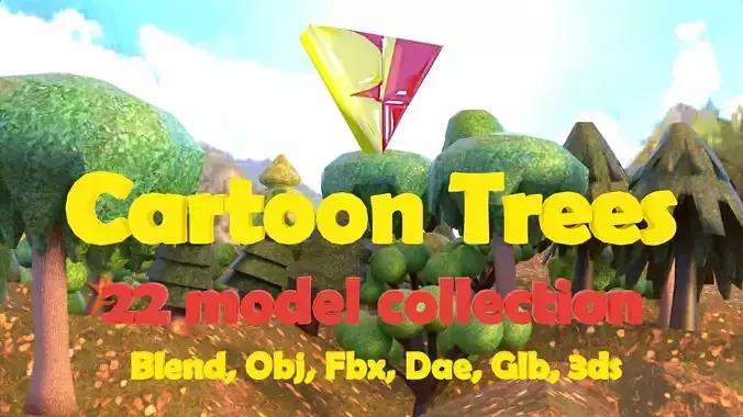 Cartoon Trees  22 Models - BLEND - OBJ - FBX - DAE - GLB - 3DS