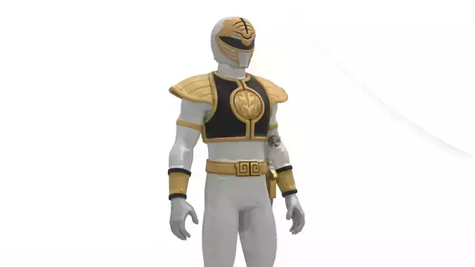 White Ranger 3D Model Power Rangers Rigged Game Asset