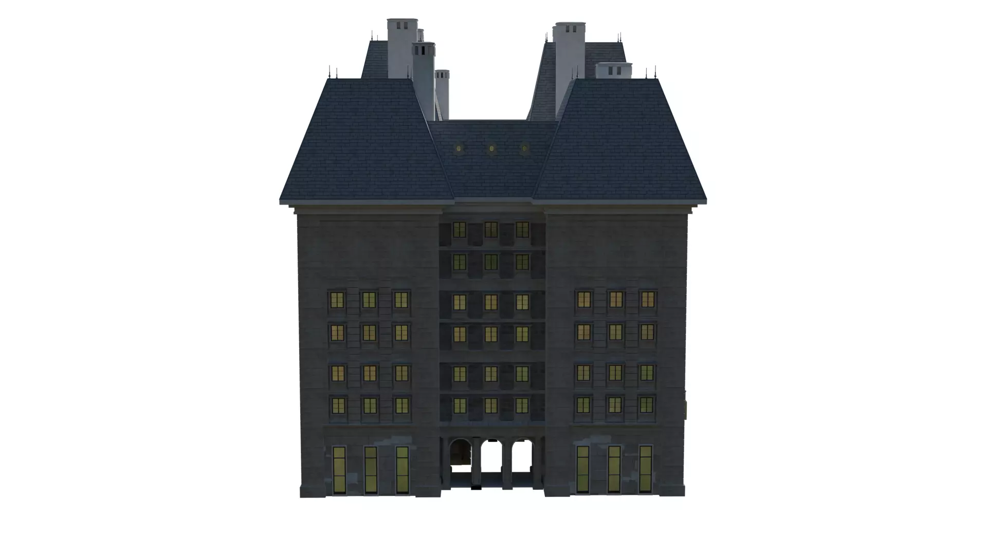 Classical European Building - House 2 3D model_7