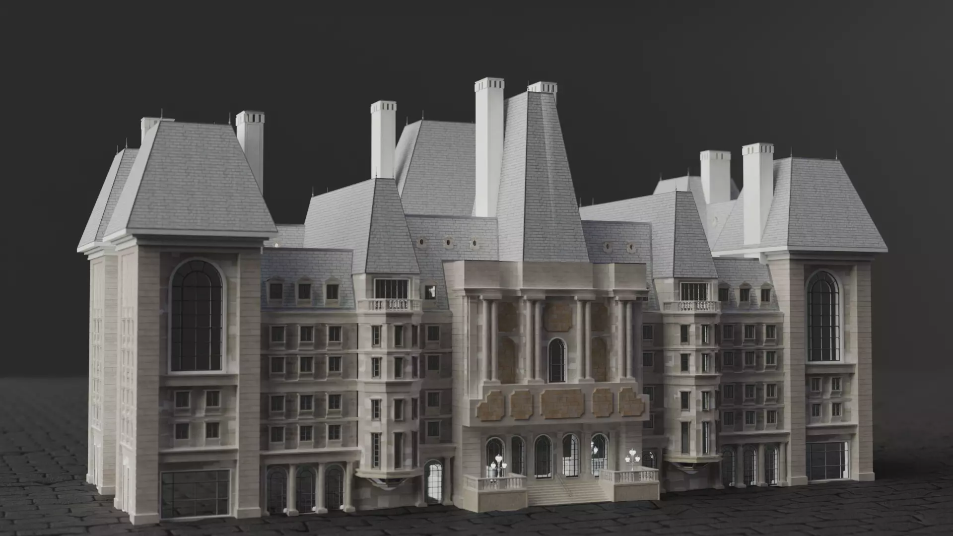 Classical European Building - House 2 3D model_0