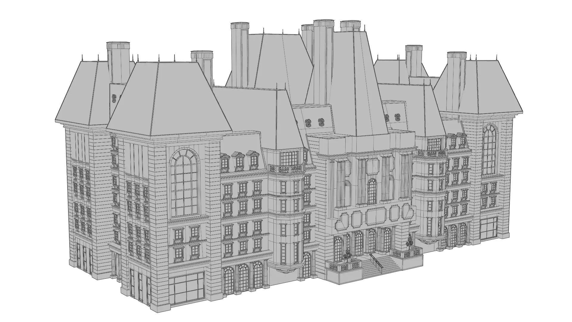 Classical European Building - House 2 3D model_10