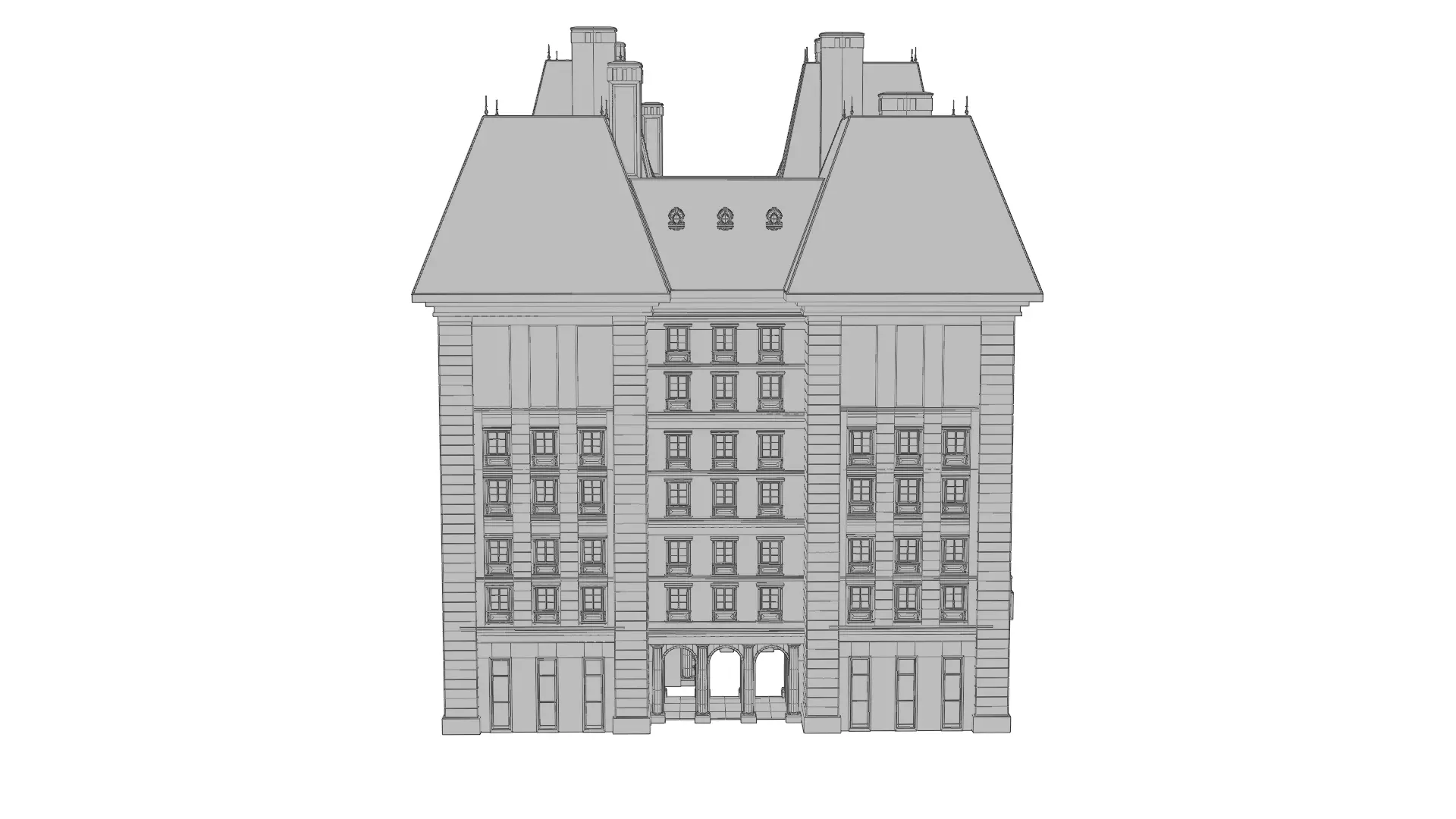 Classical European Building - House 2 3D model_14