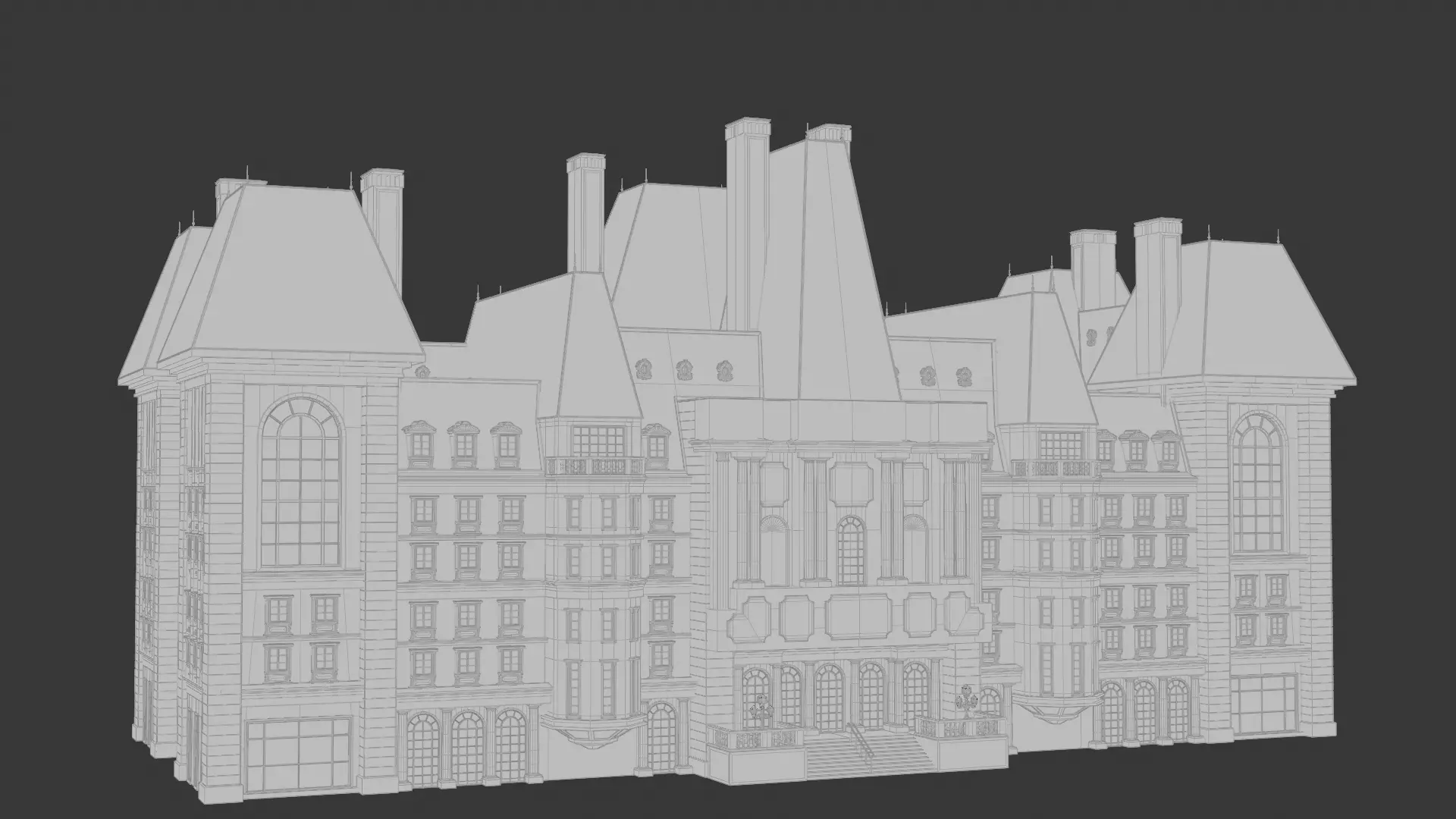 Classical European Building - House 2 3D model_1