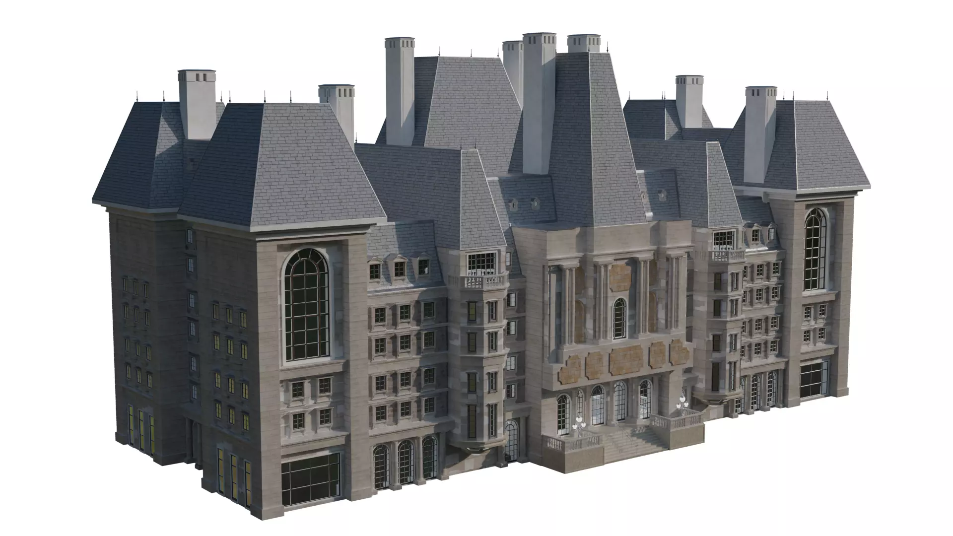 Classical European Building - House 2 3D model_3