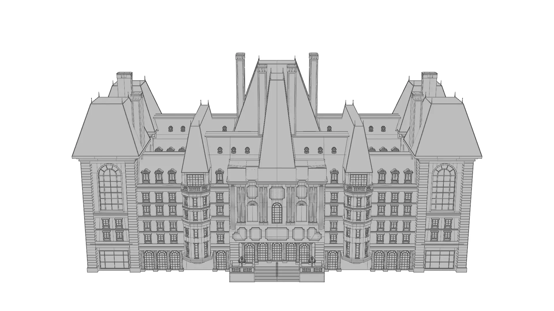 Classical European Building - House 2 3D model_9