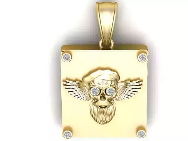 Golden Skull with Big Beard Pendant 3D Printable Model