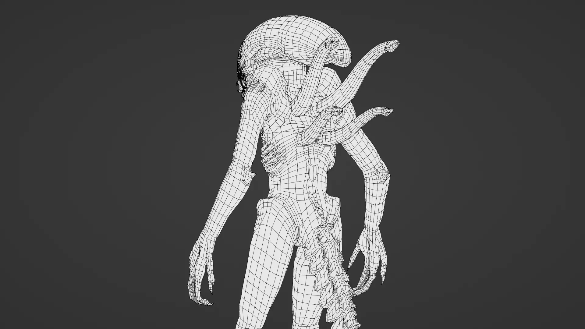 Xenomorph 3D Model Sci-Fi Horror Rigged Game-Ready Low-poly 3D model_25
